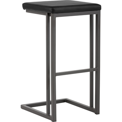 Boone Bar Stool in Onyx Leatherette & Steel (Set of 2)